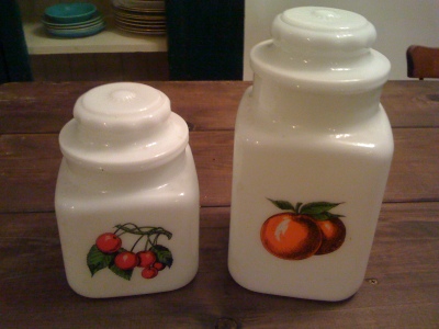 milk glass canisters